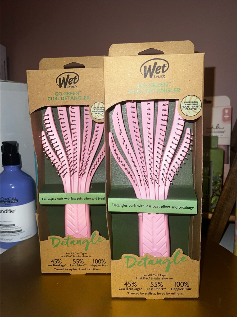 Wet Brush Go Green Pink Curl Detangler - Set of 2